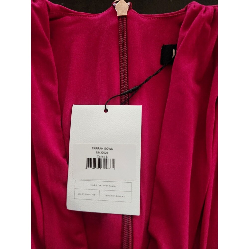 NWT-Nookie REVOLVE Farrah Plunge Bodycon V-Neck Gown-Cerise (deep pink)-Small - Picture 6 of 7